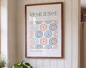 Quadro con citazione sulla resilienza, stampa astratta in stile boho, decorazione incorniciata motivazionale.