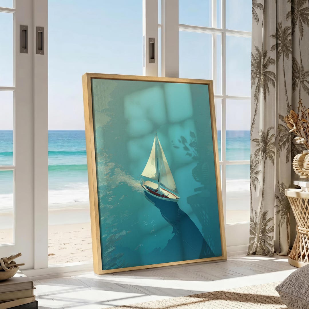 Sailboat Wall Art Print, Coastal Ocean Wall Decor, Beach House Decor - Etsy