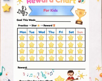 Kids Reward Chart Printabl, Behavior Chart for Children, Kids Routine Chart, Star Reward System, Workout Planner, Instant Download
