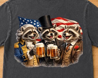Comfort Colors  Patriotic Raccoon Presidents Shirt, Funny America 250 Tee, 4th of July Shirt, Washington Lincoln Roosevelt T-Shirt