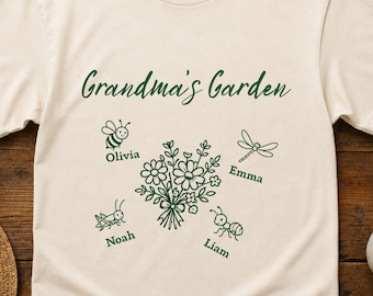 Gildan 5000 Grandma's Garden Shirt, Personalized Grandkids Names, Tee Custom Grandma Shirt, Custom Kids Name Shirt, Custom New Nana Shirt