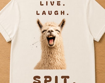 Comfort Colors Live Laugh Spit Shirt, Funny Llama Tee, Funny Alpaca Shirt, Summer Animal Shirt, Cute Llama Tee, Trendy Summer Women Tshirt