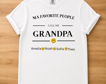 Comfort Colors Personalized Grandpa Shirt, My Favorite People Call Me Grandpa, Custom Grandfather TShirt, Grandpa Kids Names Shirt