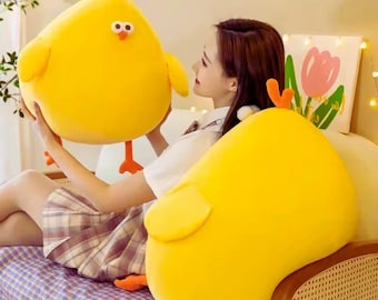 Almohada de peluche de pollo gordo y divertido: un lindo peluche suave para niños y adultos, un cojín blando ideal para la cama o el sofá.