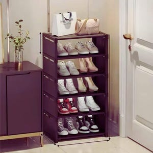 調節可能な多層シューズラック - 8層、省スペースの靴収納棚。玄関、クローゼット、寝室に最適。