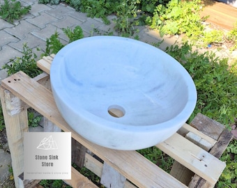 Carrara White Marble Mini Vessel Sink - Wash Basin