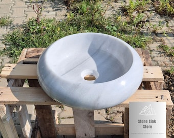 Carrara White Marble Carved Mini Wash Basin: Handcrafted Vessel Sink