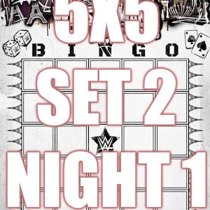 WrestleMania 2026 Bingo Cards 42  Las Vegas | WWE Wrestling Party Game | 5x5 EASY Mode | Night 1 | Set 2
