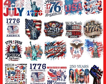 150+ Bundle 250th Anniversary Png,4th of July Bundle Png, Patriotic Eagle Png,Sublimation PNG, America 250 Emblem, Patriotic Digital File.