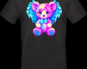 Streetwear T-shirt with DTF print | TC_0006 Angel Teddy | Unisex cotton Oeko-Tex | Colorful teddy bear with angel wings