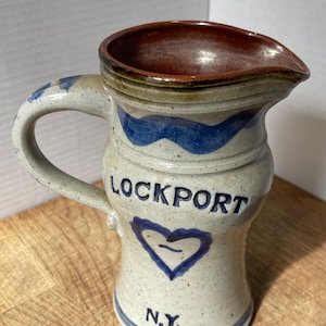 Signed Studio Pottery Jug | Lockport N.Y. Folk Art Stoneware Pitcher (1997)