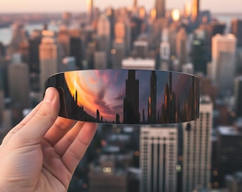 Reflective Skyline Bracelet | Modern Cityscape Wristband | Statement Urban Jewelry