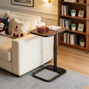 Adjustable C-Shaped Sofa Bed Tray Table, Compact Snack Laptop Desk