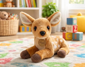 Cute Fawn Plush – Soft Deer Stuffed Animal Woodland Baby Room Decor Gift