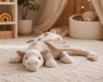 Snow Dragon Plush Toy – Soft White Stuffed Animal 30cm Cute Fantasy Dragon Gift