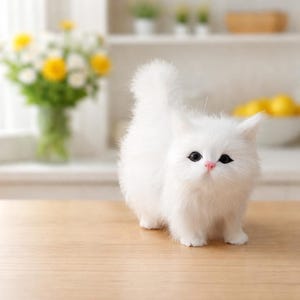 Mini Realistic Cat Plush | Soft Stuffed Kitty Toy | Cute Desk Decor Gift