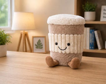 Smiling Coffee Plushie – Soft Stuffed Cup Toy, Cozy Home Decor Gift