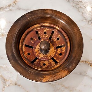 Copper Sink Drain, Metal Kitchen Basin Strainer with Removable Basket