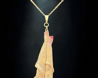 Soft yellow jewel with gold-colored finish - one of a kind handmade jewelry - special gift for women - summer pendant - including chain