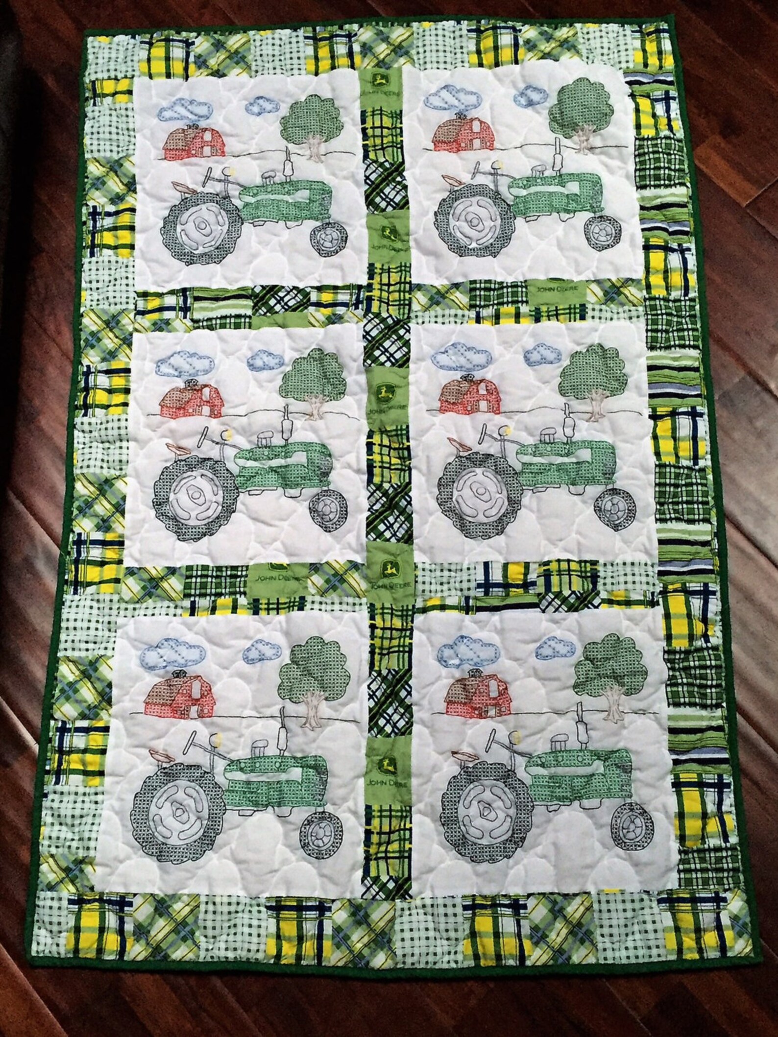 Tractor Quilt With John Deere Fabric Surround 40 X 61 FINISHED and Ready to Ship Etsy