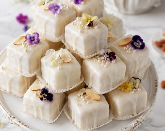 Recept van petit fours met vanille-amandel | Elegante bruidsminitaarten (afdrukbare pdf)