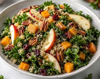 PDF recept boerenkoolsalade, eenvoudige gezonde quinoa-appelsalade, zelfgemaakt comfortfood (digitale download)