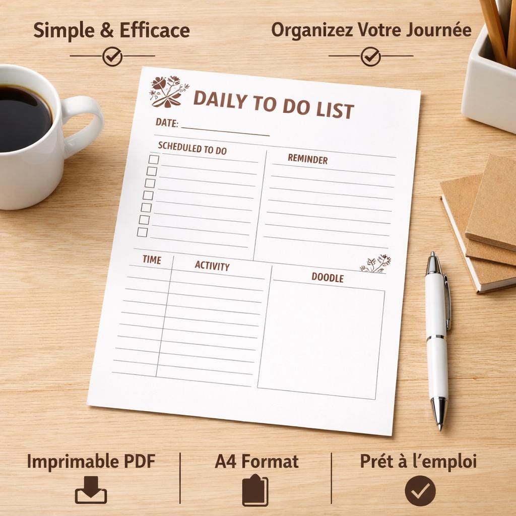Daily to Do List Planner | Minimalist Schedule Organizer (PDF Download ...