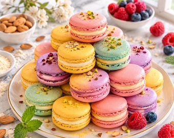 Eenvoudige pdf met recepten voor macarons, Franse dessertkoekjes, bakgids voor beginners (digitale download)