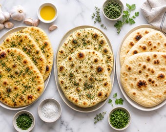 Zacht Knoflook Naanbrood Recept | Makkelijk Indiaas plat brood (afdrukbare pdf)