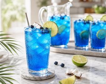 Recept blauwe framboos kokosdrank | Tropische zomermocktail (pdf-download)