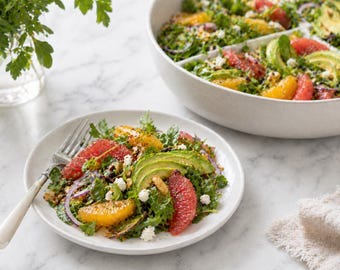 Receta de ensalada de aguacate y cítricos / Verduras frescas de primavera, almuerzo ligero (Descarga en PDF)