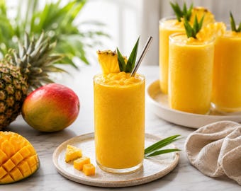 Recept mango-ananassmoothie | Tropische energiedrank (afdrukbare pdf)
