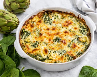 Recept spinazie-artisjokkendip | Romig kaasachtig gebakken voorgerecht (afdrukbare pdf)