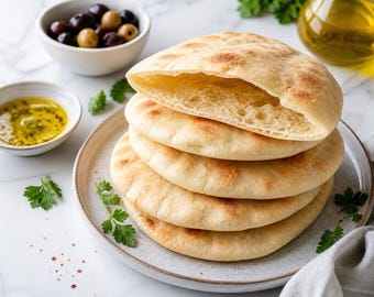 Recept voor zacht pitabrood | Zelfgemaakt mediterraan platbrood (afdrukbare pdf)