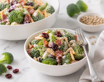 Receita de Salada de Brócolis em PDF, Acompanhamento Fácil, Cremoso e Crocante (Download Digital)