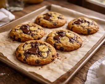 Rezept für weiche Schokoladen-Bananen-Kekse | Einfaches 6-Zutaten-Dessert aus dem Mixer (PDF-Download)