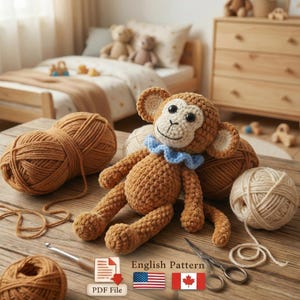 Mini Timmy the Monkey Crochet Pattern PDF, Amigurumi Monkey Plush Toy, Baby Nursery Gift, DIY Crochet Toy, Instant Download