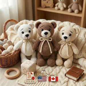 Patrón de peluche de osito acogedor / Osito de peluche atemporal / Juguete clásico para bebés / Hazlo tú mismo / Manual en PDF en inglés