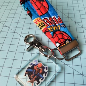 Spiderman Key Fob Wristlet | Spiderman Keychains | Spiderman Key Fobs | Key Rings | Fabric Key Fobs | Keychain Wristlet | Handmade Keychains