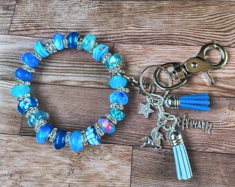 Multicolor Glass Bead Bangle Keychain | Boho Wristlet Bag Charms [#40, #41, #42]
