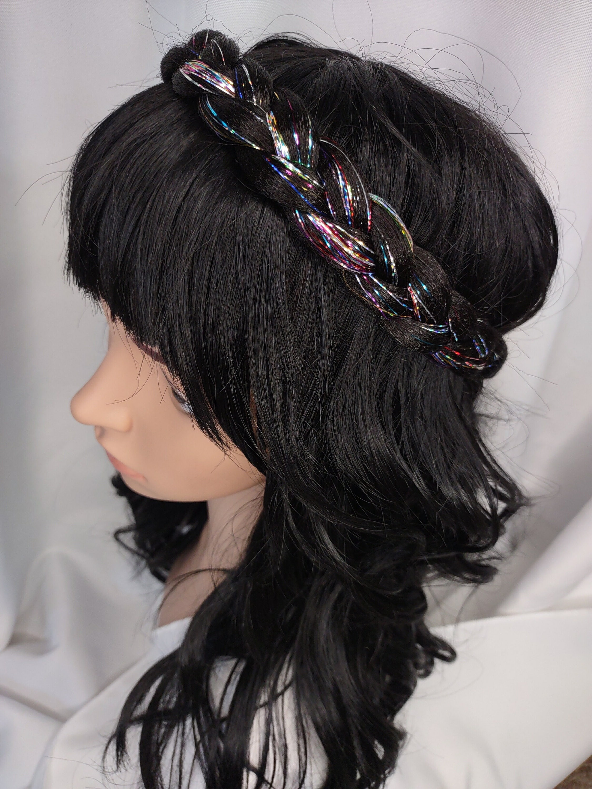 Sparkle Braided Hair Headband | Rainbow Sparkle Black  display picture 1