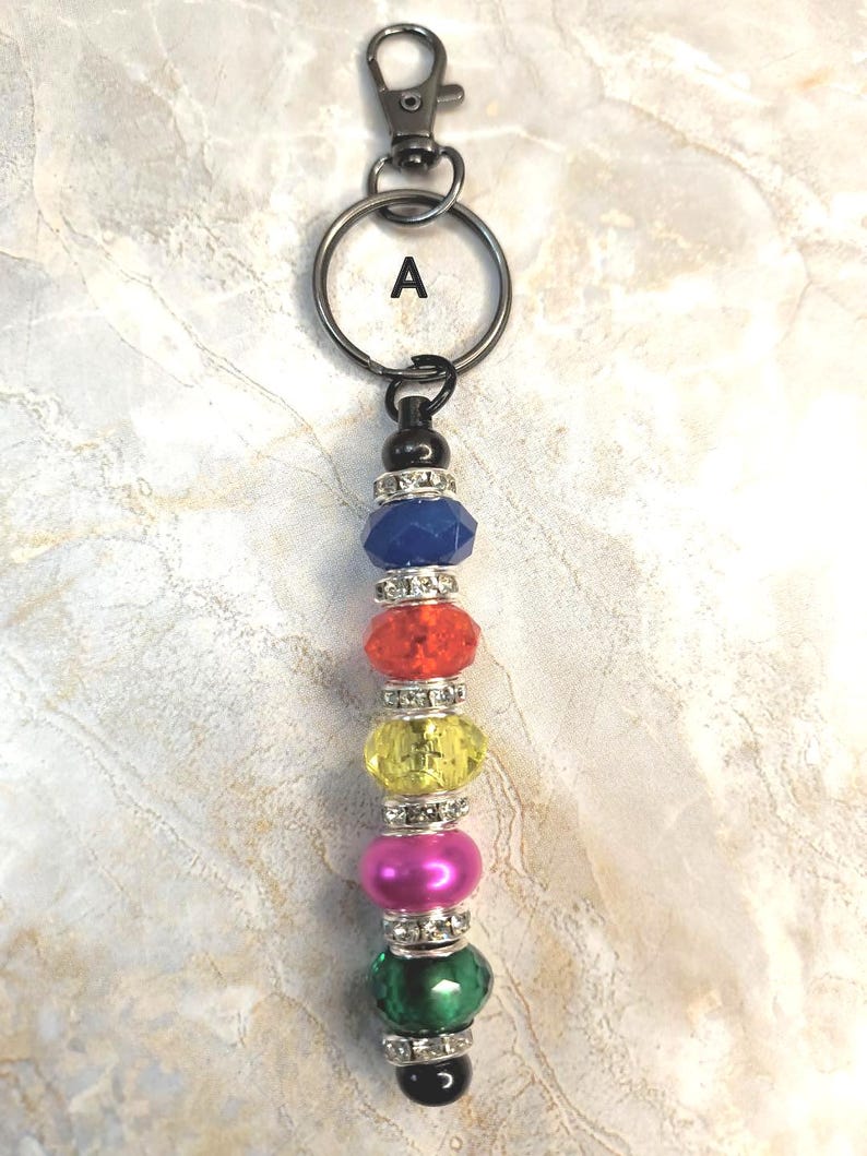 European Keychain Set of (5) European Glass Beaded Keychain | Boho Bag Charms Set - Etsy