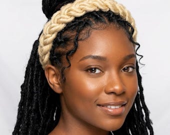 Faux Locs Braided Headband | Adjustable Headband, Color: 613 Blond