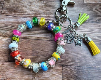 Multicolor Glass Bead Keychain Bracelets | Boho Bag Charms  [#31, #32, #33]
