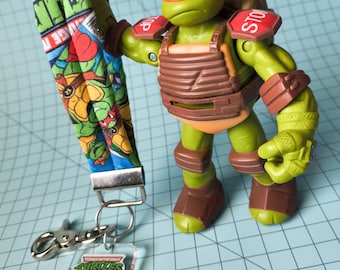 TMNT Fabric Key Fob Wristlet Keychain | Handmade Key Ring