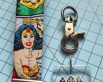 Wonder Woman Fabric Key Fob Wristlet – Handmade DC Comics Keychain