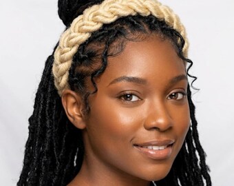 Faux Locs Braided Headband | Handmade Adjustable Blond Hair Accessory | Color: 613 Blond