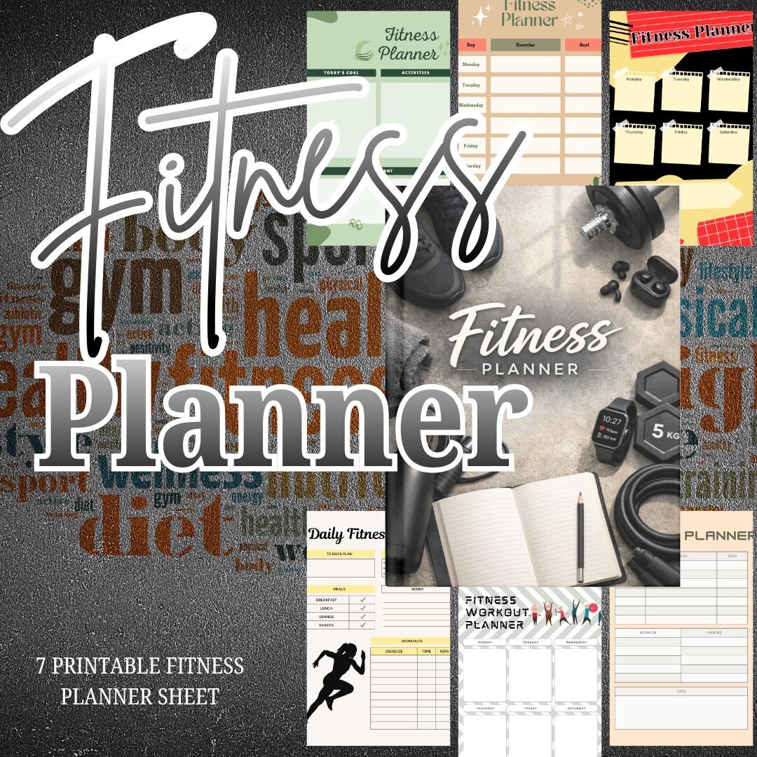 Fitness Planner PDF PNG Workout Log Exercise Tracker Gym Schedule ...