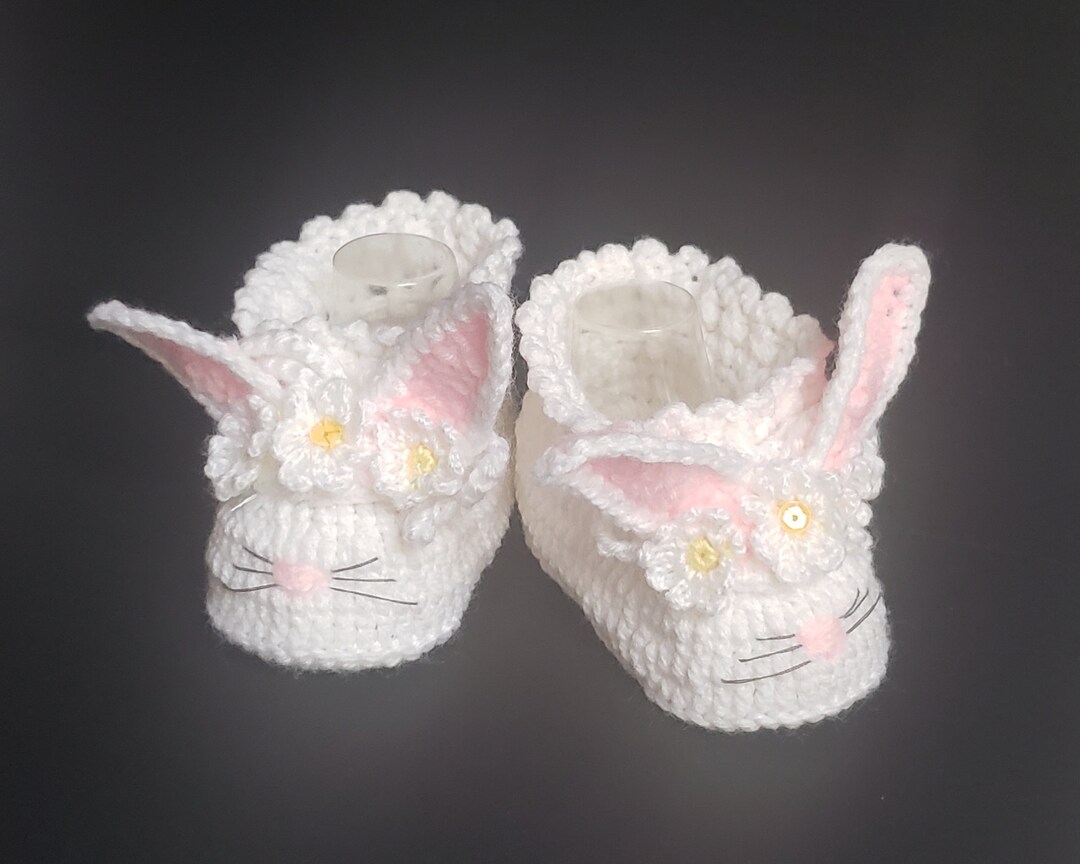 Crochet Easter Bunny Booties, Baby Bunny Slippers, Newborn Booties ...