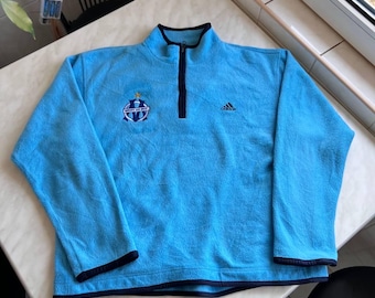 Vintage 2002 Adidas FC Olympique Marseille Football Zip Fleece Sweatshirt Sz S Rare